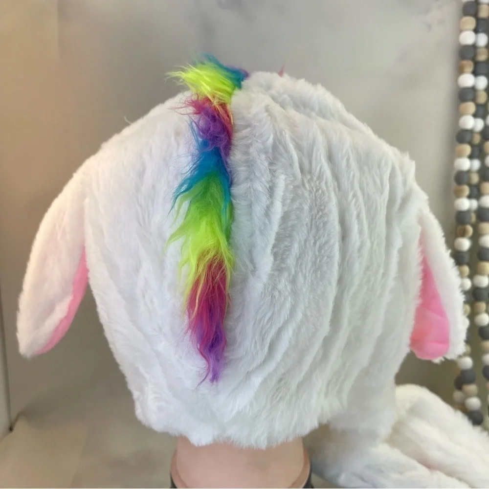 Moving Unicorn Hats Animal Head Hat Cartoon Ears Headwear white color one size